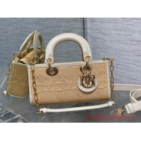 Low Cost Dior SMALL LADY D-JOY BAG Natural Cannage Raffia M0613OW