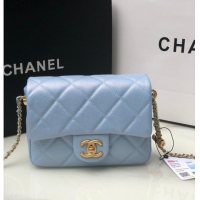 Famous Brand Chanel SMALL FLAP BAG AS2855 light blue