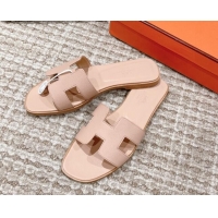 Perfect Hermes Classic Oran Flat Slide Sandals in Epsom Leather Nude 525173