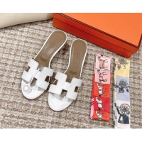 Durable Hermes Classic Oasis Calfskin Heel Slide Sandals 4.5cm White/Grey 0530021