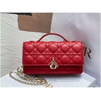 Famous Brand Dior Lady Original Leather Pearl Clutch Bag 6617 Red