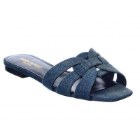 ​Top Grade Yves Saint Laurent Tribute Slides Womens YSL1023 Denim Blue