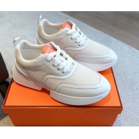 Good Looking Hermes Giga sneakers in mesh pique and calfskin White 530068