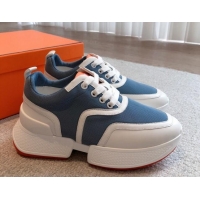 Purchase Hermes Giga sneakers in mesh pique and calfskin Denim Blue 530069