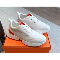 Unique Style Hermes Giga sneakers in mesh pique and calfskin White/Red 0530072