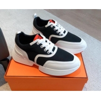 Durable Hermes Giga sneakers in mesh pique and calfskin White/Black 0530073