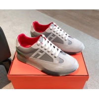 Grade Quality Hermes Trail sneakers in calfskin and Suede Grey/White 0530076