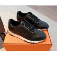 Top Grade Hermes Trail sneakers in calfskin leather Black 530081