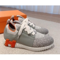 Popular Style Hermes Depart sneakers in gradient knit and calfskin grey 0531007