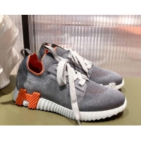 Grade Quality Hermes Depart sneakers in knit and calfskin grey 0531017