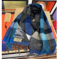 Famous Brand Burberry Cashmere Scarf 32x180cm 0104 Blue/Multicolor 2023