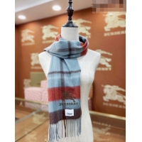 Buy Fashionable Burberry Cashmere Check Long Scarf 30x180cm 0215 Blue 2023