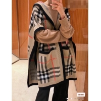 Luxurious Discount Burberry Check Wool Cashmere Blend Hooded Cape B8808 2023