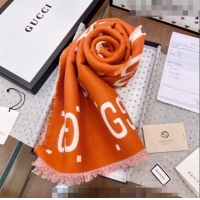 Cheapest Gucci GG Wool Long Scarf 37x192cm 112234 Orange/White 2022