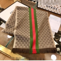 Super Quality Gucci Men's GG Wool Long Scarf with Web 36x180cm G2324 Brown 2023