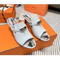 Grade Quality Hermes Goatskin Heel Slide Sandals 7cm with Kelly Buckle White 0531024