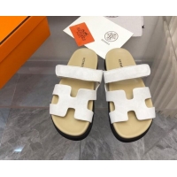 1:1 aaaaa Hermes Chypre Slide Sandals in Suede White/Beige 620111