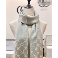 Super Quality Gucci GG Wool Long Scarf 48x180cm 0803 Light Grey 2023