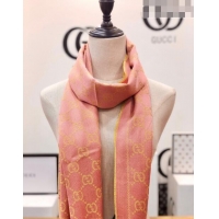 Buy Fashionable Gucci GG Wool Long Scarf 48x180cm 0803 Pink/Yellow 2023