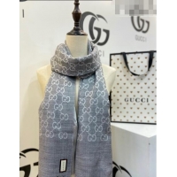 Top Grade Gucci Men's GG Wool Long Scarf 70x200cm G0803 Grey 2023