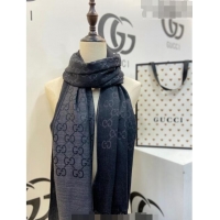 Low Cost Gucci Men's GG Wool Long Scarf 70x200cm 0803 Black 2023