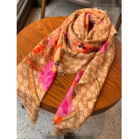 Top Grade Gucci GG Flora Cashmere Shawl Scarf 140x140cm 0807 Pink 2023