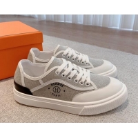 Good Looking Hermes Get Low-top Sneakers in Canvas and Calfskin Grey/Black Tab 620141