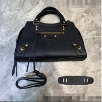 Top Grade Balenciaga Neo Classic Small Bag in Grained Calfskin 638511 Black/Gold