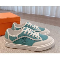 Good Product Hermes Get Low-top Sneakers in Suede and Calfskin Light Blue/White 620151