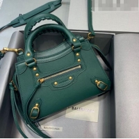 Buy Discount Balenciaga Neo Classic Mini Top Handle Bag in Smooth Calfskin 10441 Green/Gold