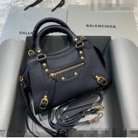 Promotional Balenciaga Neo Classic Mini Bag in Grained Calfskin 638512 Black/Gold