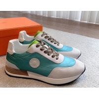 Best Price Hermes Drive Sneakers in Fabric and Suede Light Blue 625033