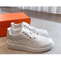 Good Looking Hermes Free Low Top Sneakers in Perforated Calfskin White 625049