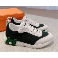 Best Product Hermes Bouncing Sneakers in Technical Mesh and Suede Green 625051