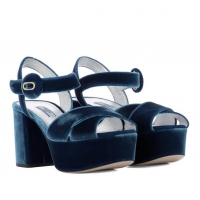 ​Good Product Prada Velvet Platform Sandals PR5891 Blue