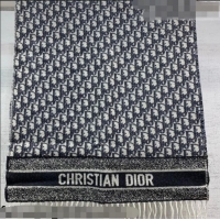 Luxurious Dior Oblique Cashmere Scarf 45x200cm 110301 Black/Grey