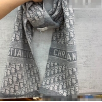 Good Taste Dior Wool Cashmere Scarf 35x200cm D22325 Grey