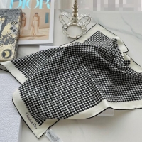 Best Price Dior Houndstooth Silk Sqaure Scarf 55x55cm D22214 Black