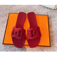 Duplicate Hermes PVC Flat Slide Sandals Red 711102