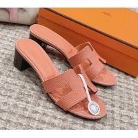 Good Product Hermes Classic Oasis Heel Slide Sandals 4.5cm in Lizard Embossed Leather Orange Yellow 0814046