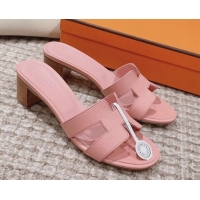 Best Product Hermes Classic Oasis Heel Slide Sandals 4.5cm in Palm Grained Leather Light Pink 814067