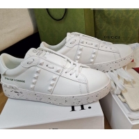 Reasonable Price Valentino Open for a Change Rockstud Sneakers in Calfskin White 427018