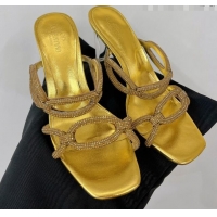 Good Product Valentino Chain 1967 Slide Sandal with Crystals 100mm Gold 353115