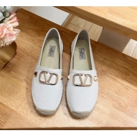 Grade Quality Valentino VLogo Canvas Espadrilles White 613144