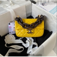 Famous Brand Chanel Lambskin Mini Flap Bag AS4165 Yellow 2023