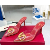 Purchase Valentino VLogo Signature Heel Mules in Transparent Polymer Red 613151