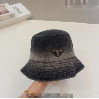 Buy Fashionable Prada Washed Denim Bucket Hat 0706 Black 2023