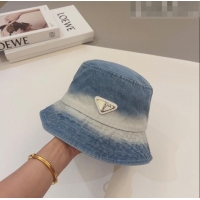 Good Looking Prada Washed Denim Bucket Hat 0706 Light Blue 2023