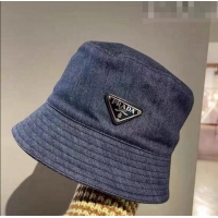 Luxury Cheap Prada Denim Bucket Hat 0807 Blue 2023