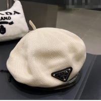 Good Looking Prada Knit Beret Hat 0810 White 2023